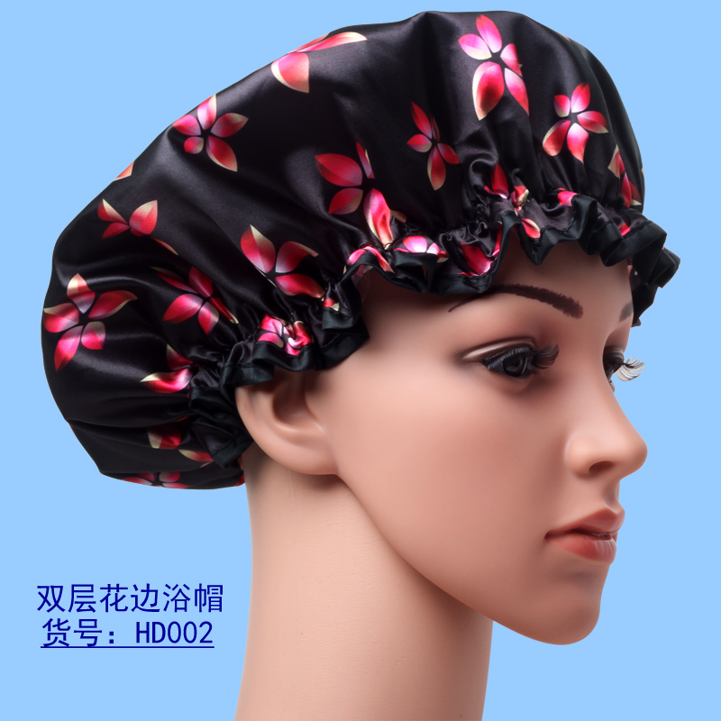 女士双层防水洗澡浴帽做饭用的帽子防油烟头套沐卫浴加厚浴帽 三维工匠 SJ002高清大图