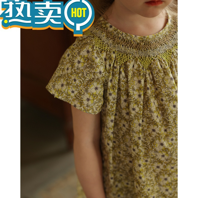 绿彩虹光女童手工打缆连衣裙纯防晒衫套装允儿妈宝宝夏季公主裙空调衫