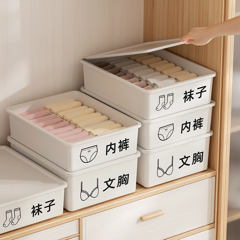 [补贴10%]内衣收纳盒内裤盒袜子整理神器家用衣柜抽屉式三合一盒子分类新款高清大图
