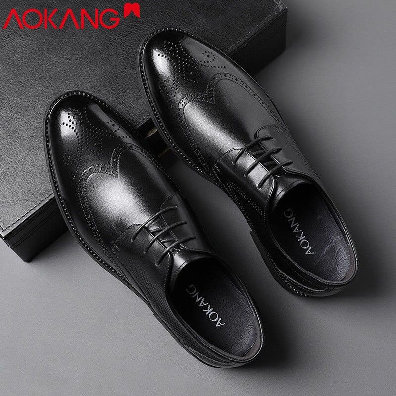 奥康男鞋商务正装皮鞋布洛克雕花男鞋韩版低帮牛皮休闲单鞋新郎结婚鞋图片