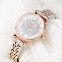 阿玛尼(EMPORIO ARMANI)手表女表满天星石英表女混色钢带镶钻休闲女款石英腕表AR1926