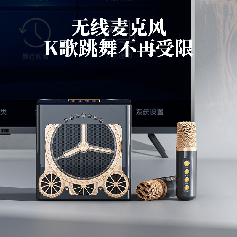 讯迪家庭ktv话筒音响一体麦克风k歌套装家用唱歌机音响卡拉ok设备唱k神器连接电视版声卡无线蓝牙全民专用