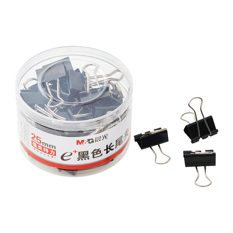 晨光文具25mm黑色长尾夹 Eplus系列 48只/罐ABS92735 5罐装