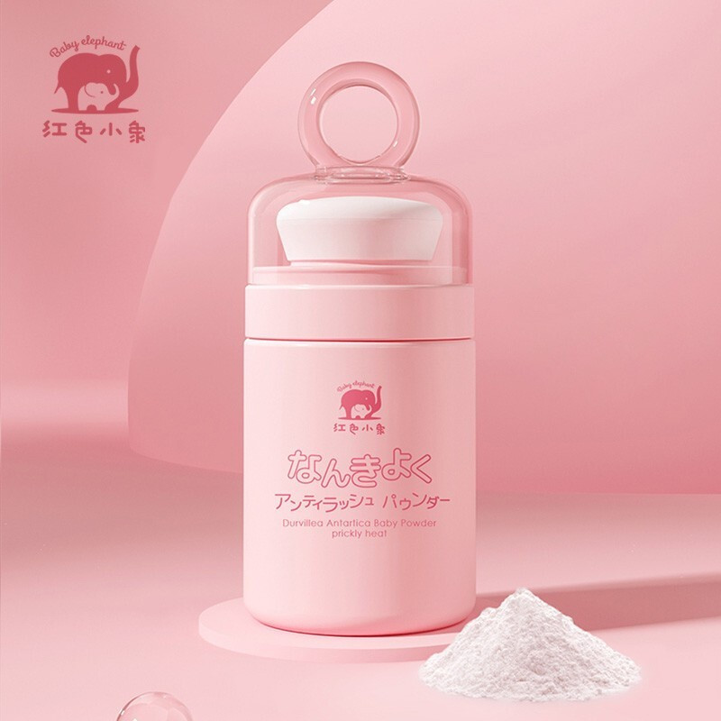 红色小象 婴儿爽身粉 宝宝护肤清凉干爽 南极冰藻热痱粉100g高清大图