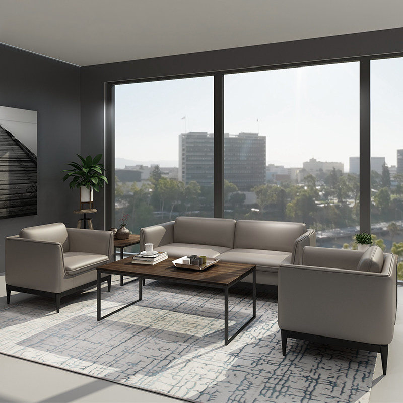寻木匠办公沙发现代休闲会客接待经理办公室沙发茶几组合商务洽谈沙发