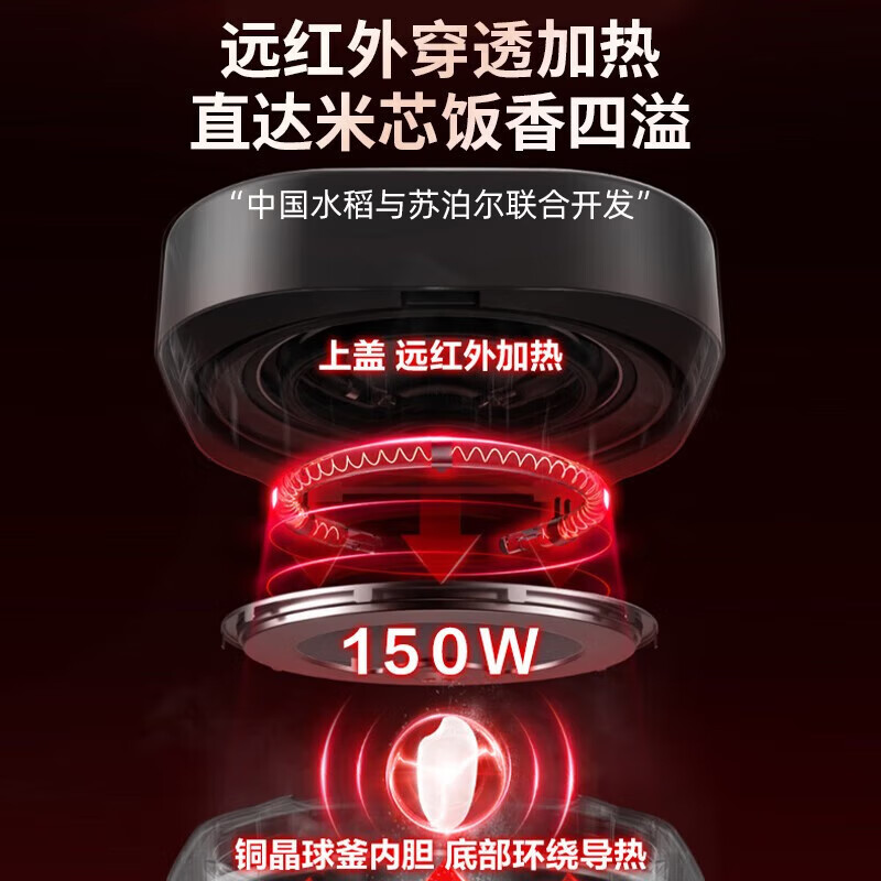 苏泊尔(SUPOR) 电饭煲4L远红外铜晶球釜内胆IH电磁加热多功能家用智能预约电饭锅煮饭锅 SF40HC82高清大图