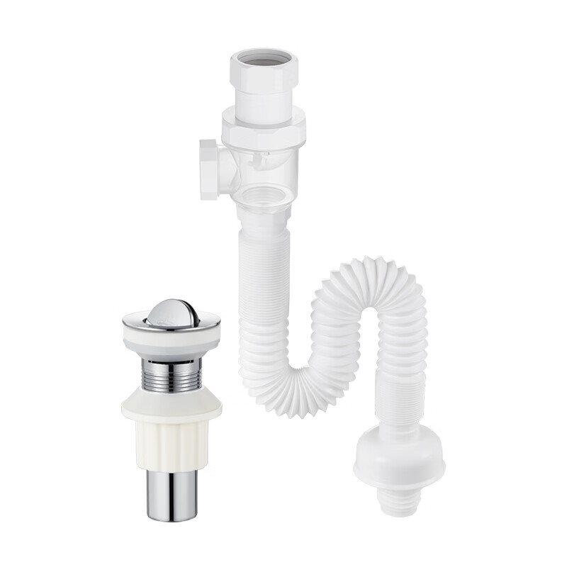 面盆铜制下水器套装 SQ-11C 带溢水口高清大图