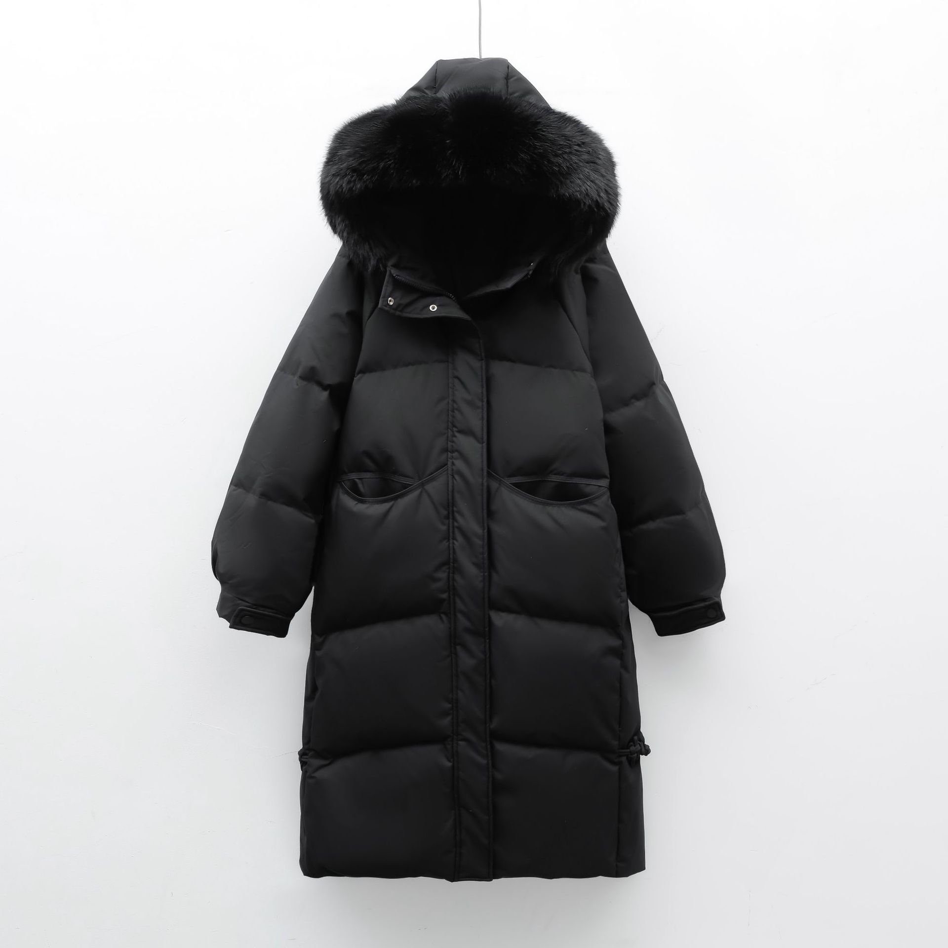 90白鸭绒新国标新款冬季保暖大毛领休闲宽松羽绒服女外套高清大图