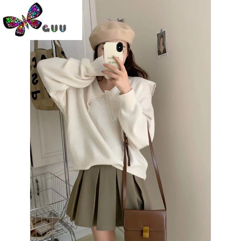 语娄2023年秋季新款韩版chic小个子娃娃领毛衣女洋气减龄百搭针织衫图片