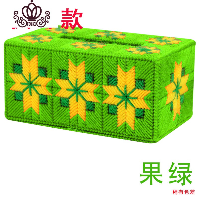 封后立体绣5D十字绣纸巾盒手工绣新款客厅材料包长方形毛线绣抽纸巾盒 流星雨款--天蓝