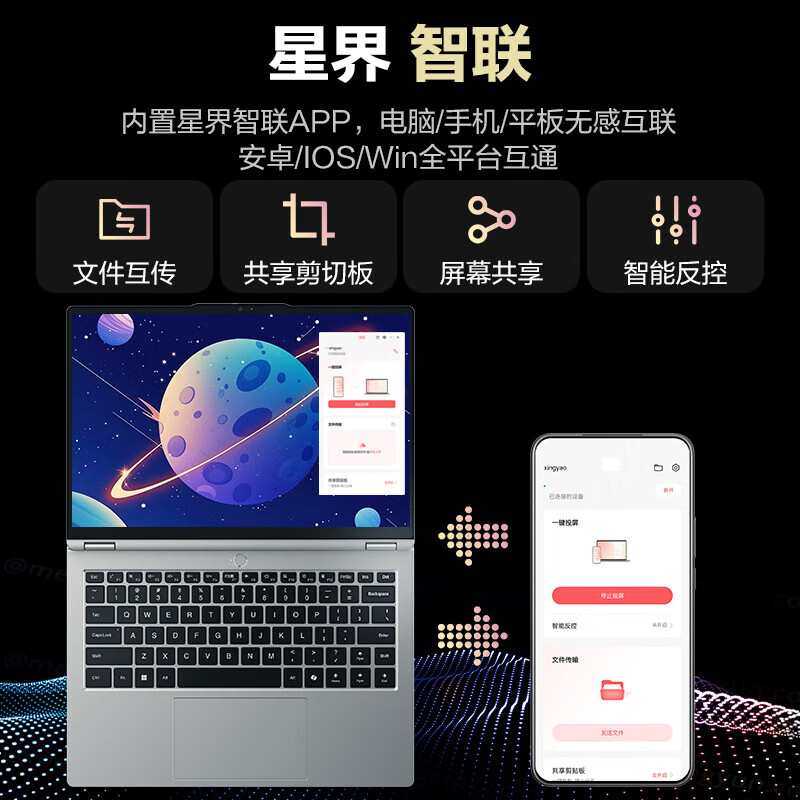 机械革命(MECHREVO)无 界14XPro 高性能轻薄本学生设计办公游戏笔记本 R7 H 255 32G内存 1T固态 2.8K超清高清大图