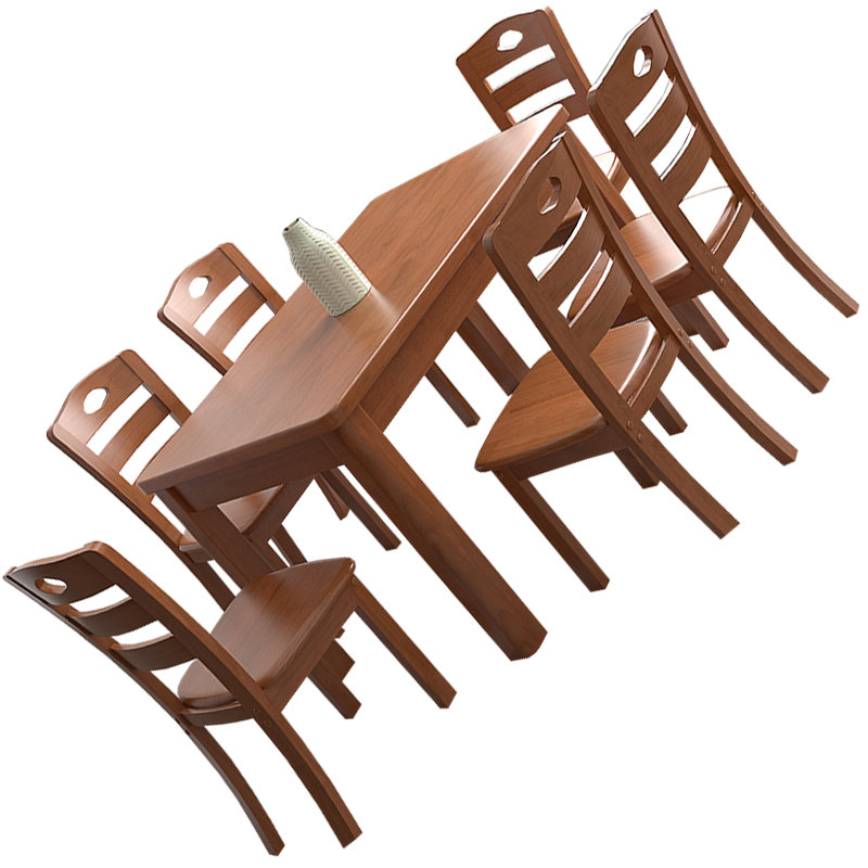 汐餐桌海棠色一桌六椅套高清大图