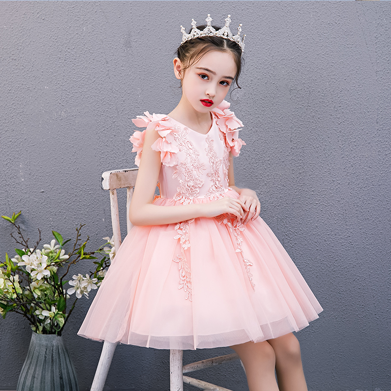 乌鹿女童背心连衣裙儿童超洋气吊带裙子女童蓬蓬纱周岁生日儿童晚礼服