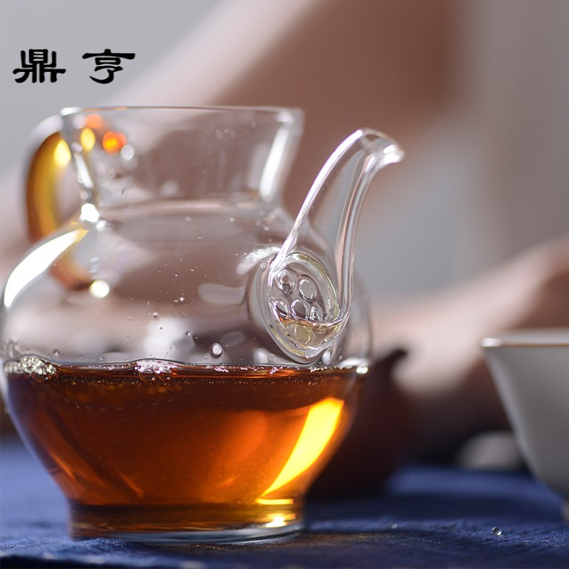 鼎亨一禅茶事 仿古玻璃耐高温耐热泡茶杯公杯公道滤茶玻璃杯公道