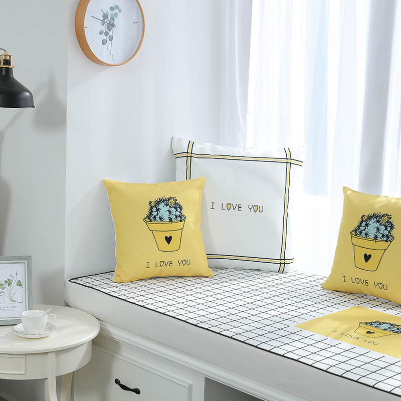 BONJEAN白格印花飘窗垫窗台垫定做简约现代沙发垫田园卧室榻榻米阳台 白格8cm飘窗垫
