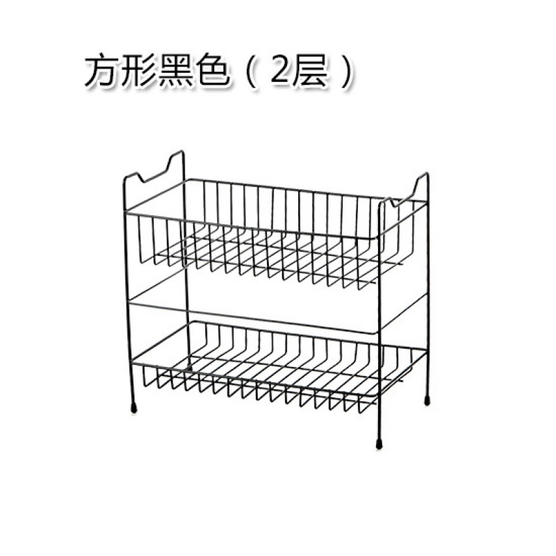 铁艺桌面置物架多功能厨房调味料架子调味品收纳架家用多层调料架收纳层架三维工匠 2层方形黑色