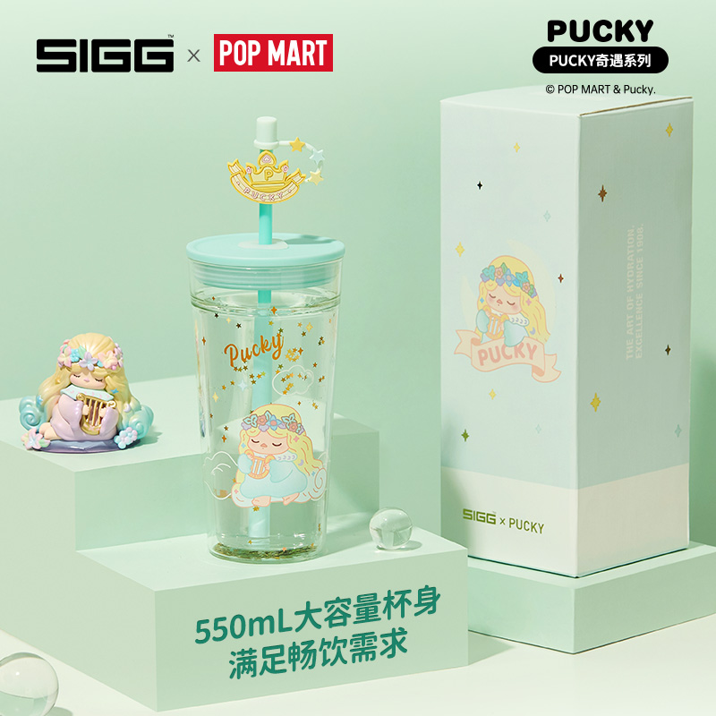 泡泡玛特联名水杯少女可爱盲盒吸管杯高清大图