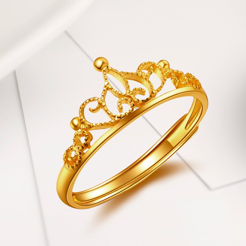 中银金行黄金戒指足金999皇冠戒指正品时尚婚戒活口可调节婚嫁求婚