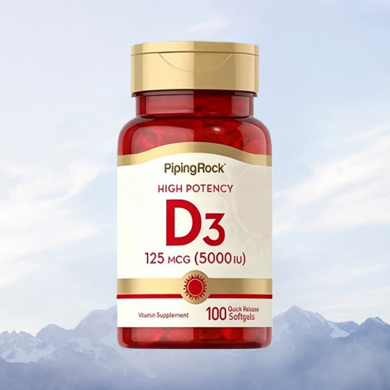 保税发-PipingRock朴诺高效力维生素D3胶囊5000IU100粒 美国原装进口 促进钙吸收 膳食营养补充高清大图