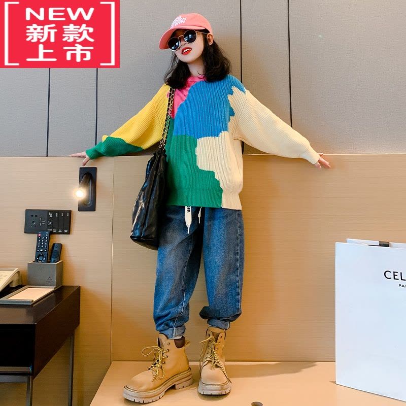 可莉允女童毛衣秋冬款加绒厚大儿童针织打底衫2022新款冬季洋气女孩上衣图片