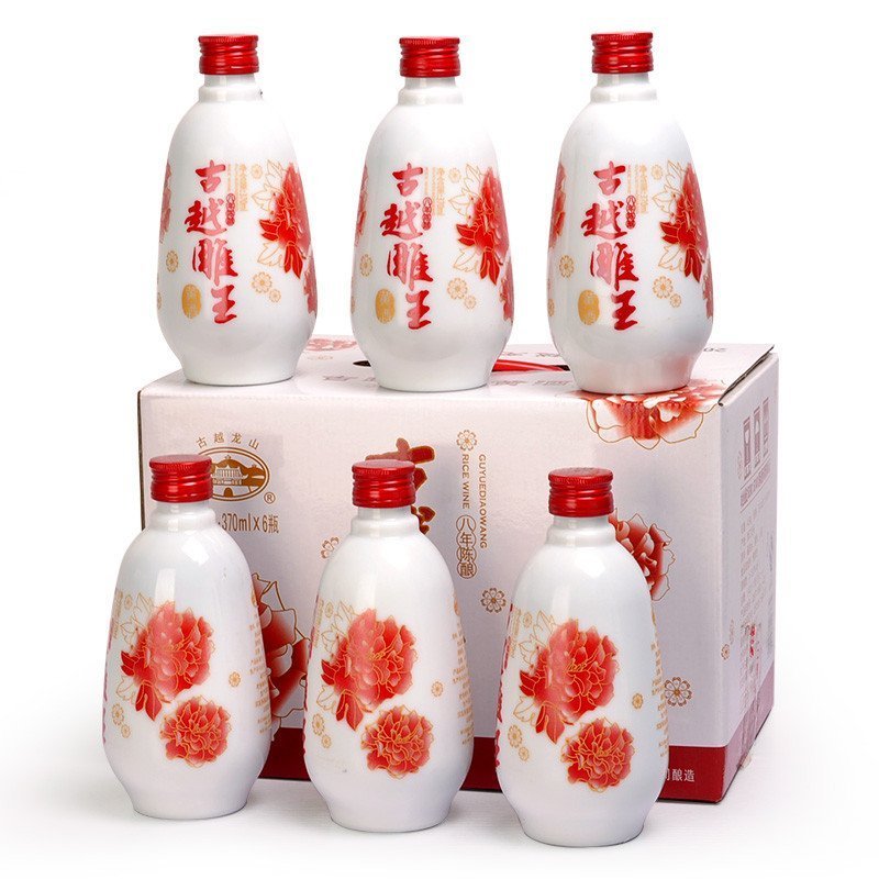 古越龙山绍兴黄酒 古越雕王黄酒半甜型 370ML*6瓶整箱
