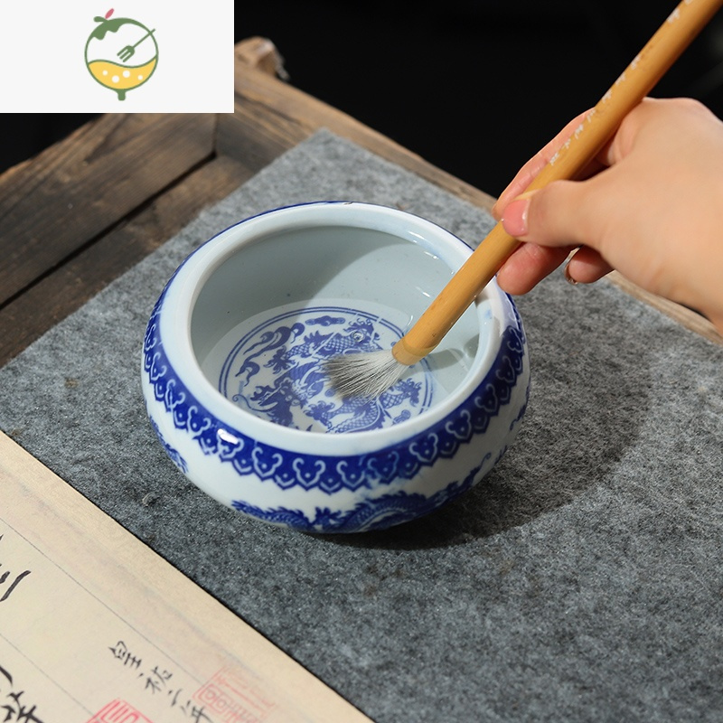 套装初学者书法砚台洗笔缸毛笔搁大号洗笔池学生练字舔笔毛笔架摆件