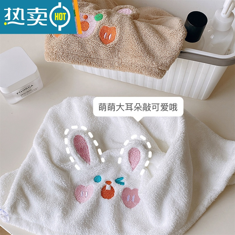 敬平新款可爱干发帽吸水速干擦头洗头发毛巾女卡通包头巾加厚浴帽 菠萝纹干发帽*雾霾蓝