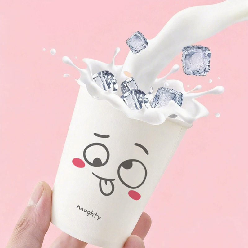 宜洁 纸杯一次性加厚加大杯子表情杯 80只装/包高清大图