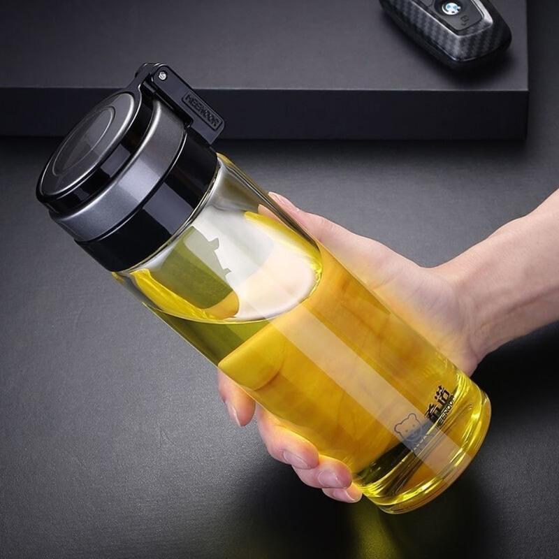 希诺玻璃杯加厚单层耐热过滤泡茶杯子大号便携水杯男车载杯随手杯