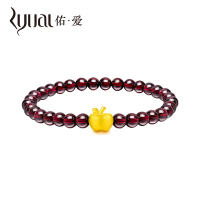 Ryual 黄金手链3D硬金石榴石苹果手链 足金999女士手链 圣诞平安夜小苹果情侣款计价款送女友圣诞节礼物