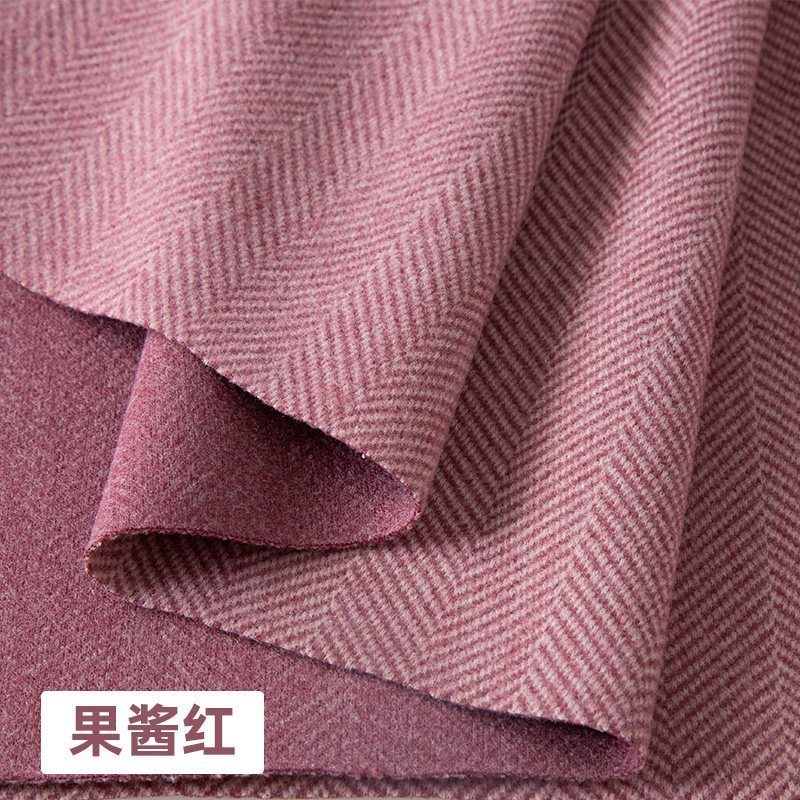 家柏饰(CORATED)人字纹毛呢布料服装面料衣服大衣裤子秋冬加厚仿羊毛单面呢子布料 海蓝(半米价)高清大图