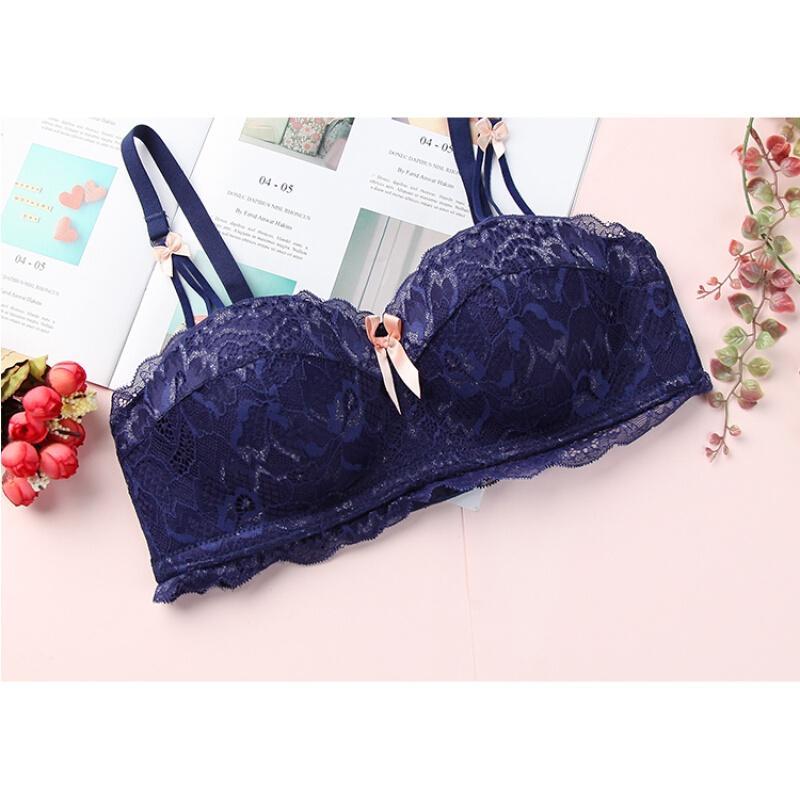 小胸a杯c厚文胸拢平胸无钢圈上托胸罩加厚性感内衣套装少女