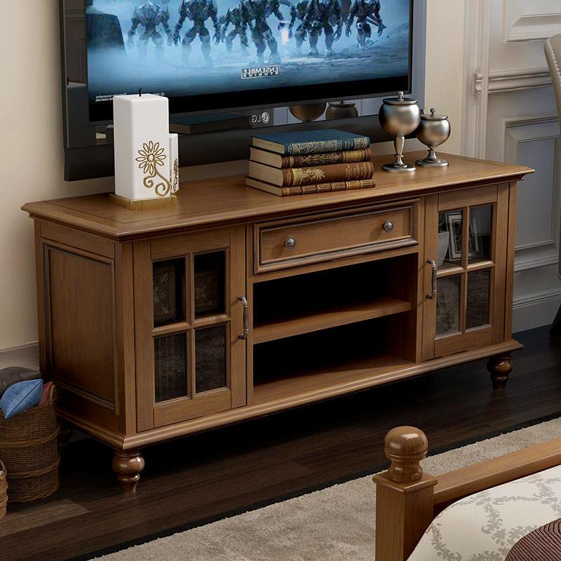 美式乡村实木卧室电视柜闪电客茶几组合主卧地柜小户型白蜡木客厅电视