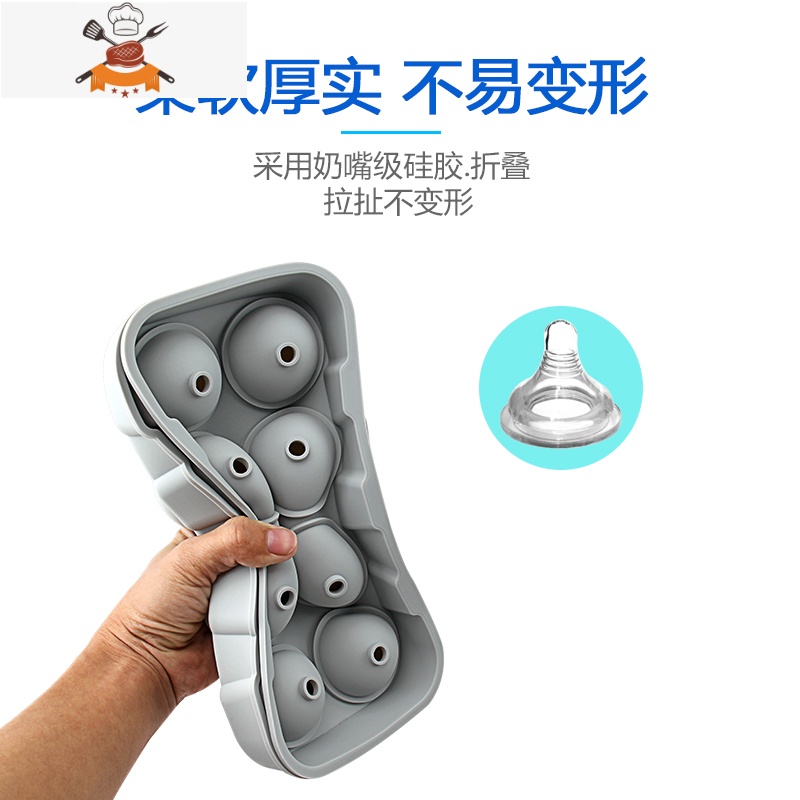 硅胶冰格大号冰块模具带盖酒吧威士忌商用冻冰创意制冰盒自制家用 敬平 浅蓝[六格带盖]高清大图