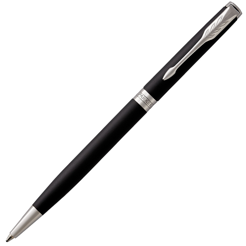 派克(PARKER)新款卓尔磨砂黑杆白夹原子笔-纤巧