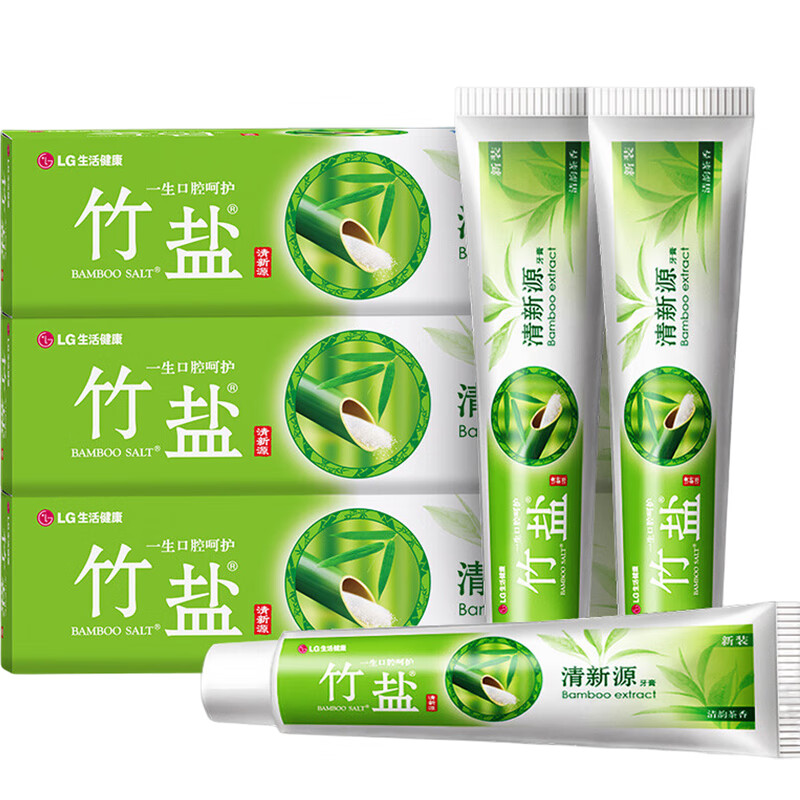 竹盐牙膏 清新源110g*3 清新口气 呵护牙龈健康 清新口气高清大图