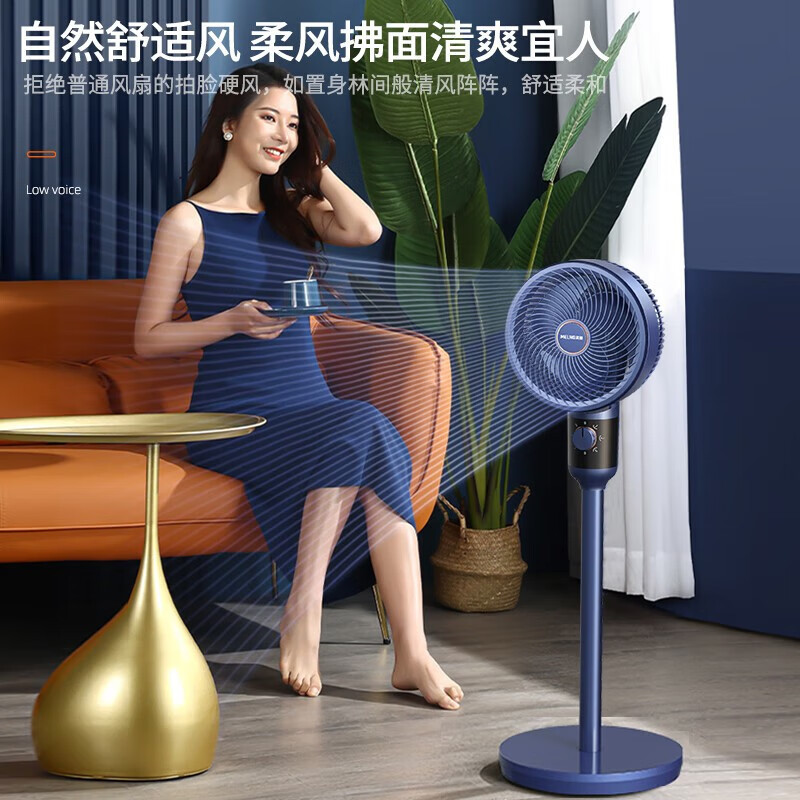 美菱(MeiLing)空气循环扇电风扇家用落地扇台扇智能遥控定时蓝色加高机械款MPF-DA2691内置香薰盒