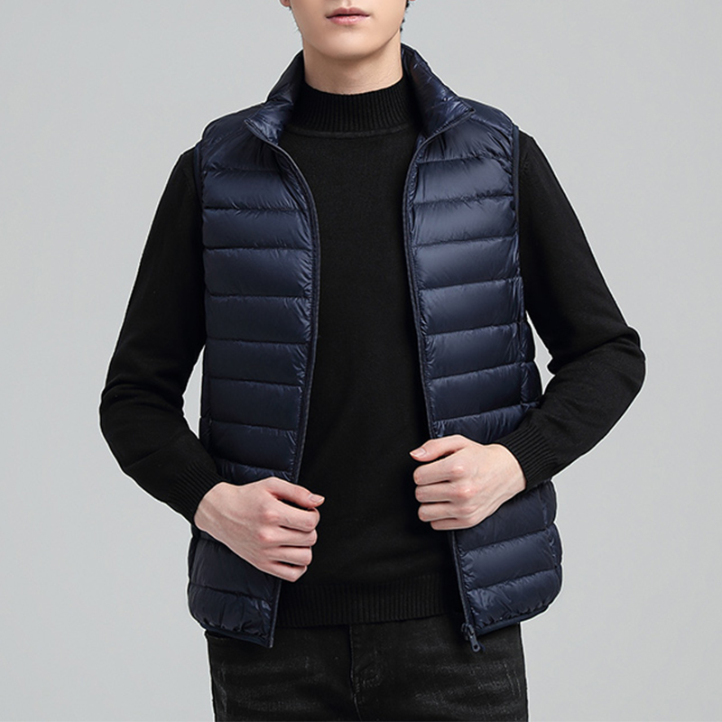啄木鸟轻薄羽绒服马甲男士冬季2025新款白鸭绒立领保暖坎肩背心5高清大图