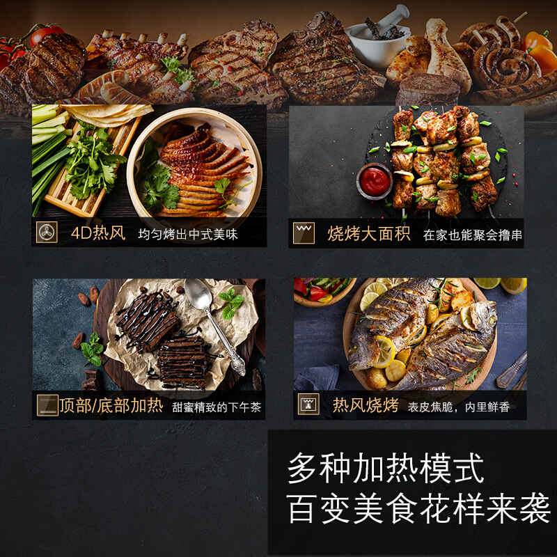 西门子(SIEMENS)德国进口 嵌入式烤箱 71升大容量 氧化自清洁 家用HB653GCS1W热风循环 黑色高清大图