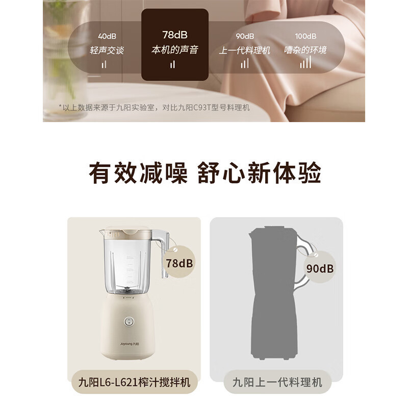 九阳(Joyoung)料理机家用多功能榨汁机智能搅拌机婴儿辅食机果汁杯碎冰干磨机绞肉机豆浆小米糊 L6-L621B