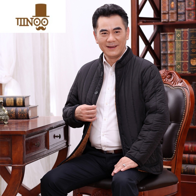 YANXU男冬装加绒加厚中老年棉衣男士外套冬季中年人棉袄爸爸棉服款高清大图