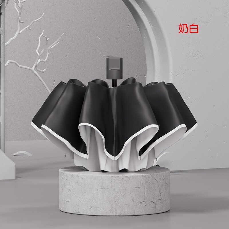 优橙雨伞加大晴雨伞工厂批发折叠伞高级感[手动]8骨外翻遮阳伞可印制LOGO 100把起订高清大图