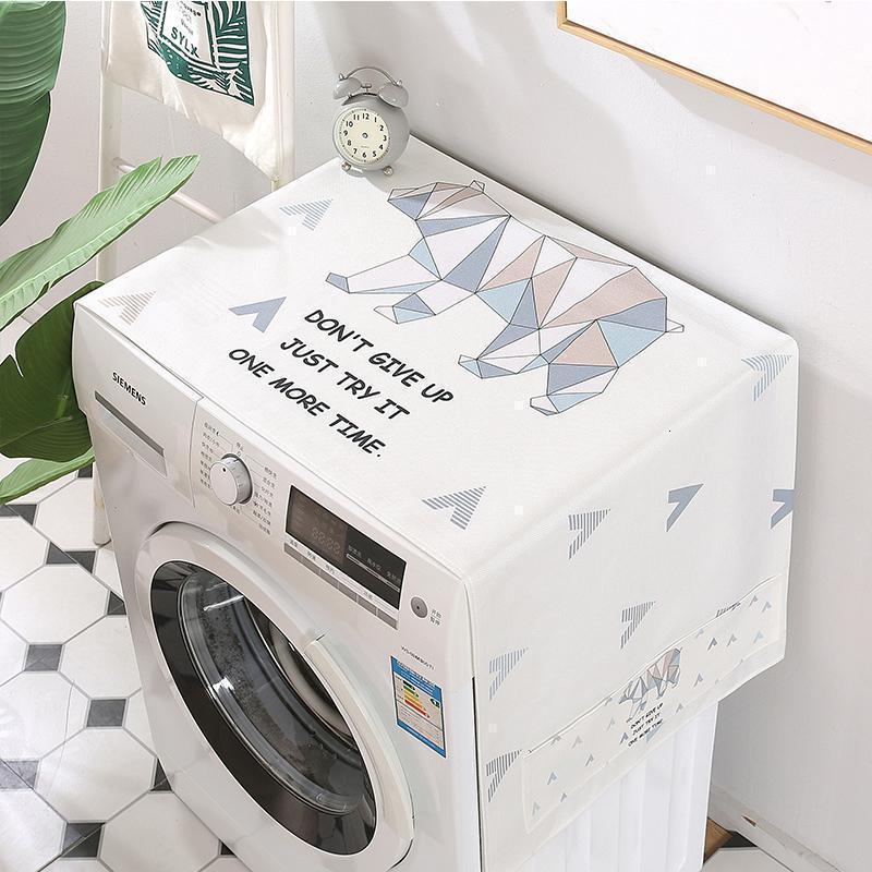 BONJEAN滚筒洗衣机盖巾床头柜冰箱盖布单开双开冰箱罩微波炉遮盖防尘布 北极熊 冰箱洗衣机50*150cm（升级防水）