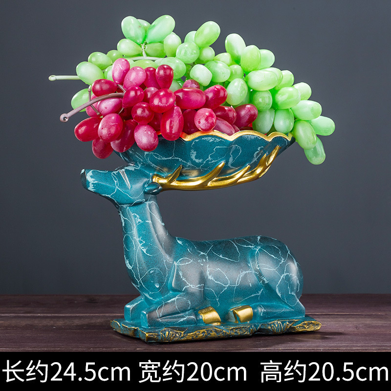 美帮汇欧式客厅麋鹿水果盘创意茶几干果盘美式餐厅家居装饰复古摆件高清大图