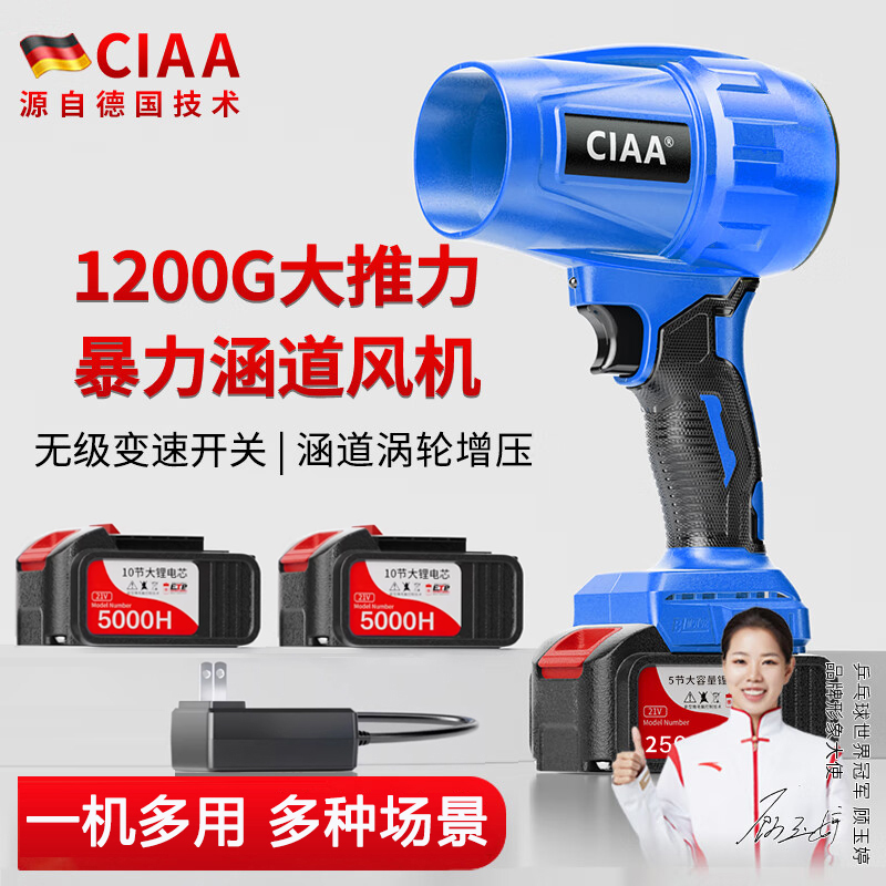 CIAA德国鼓风机小型强力暴力风扇涡轮吹风机工业吹灰机吹尘强风风扇 锂电暴力风机（10节电芯）双电