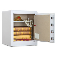 得力(deli)4078A保险箱/柜系列家用密码办公全钢防盗入墙小型保管箱正品床头入衣柜夹万箱密码抽屉衣柜白色