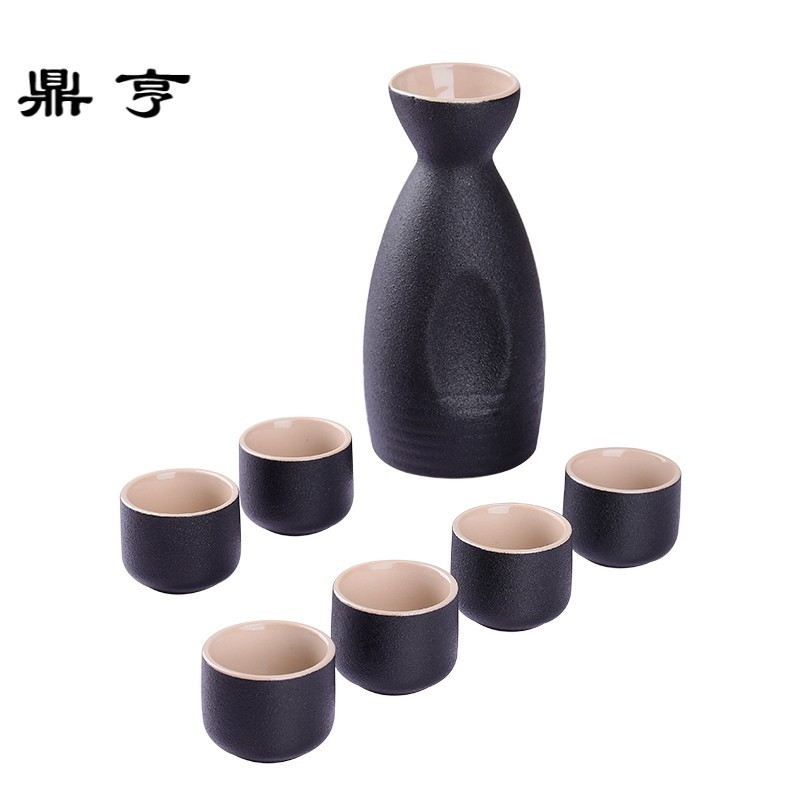 鼎亨清酒器黑粗陶小酒盅分酒器白酒杯日式烧酒壶黄酒复古仿古陶瓷