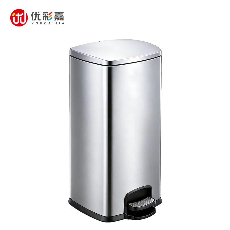 优彩嘉 新不锈钢脚踏垃圾桶 30L LJT23 个高清大图