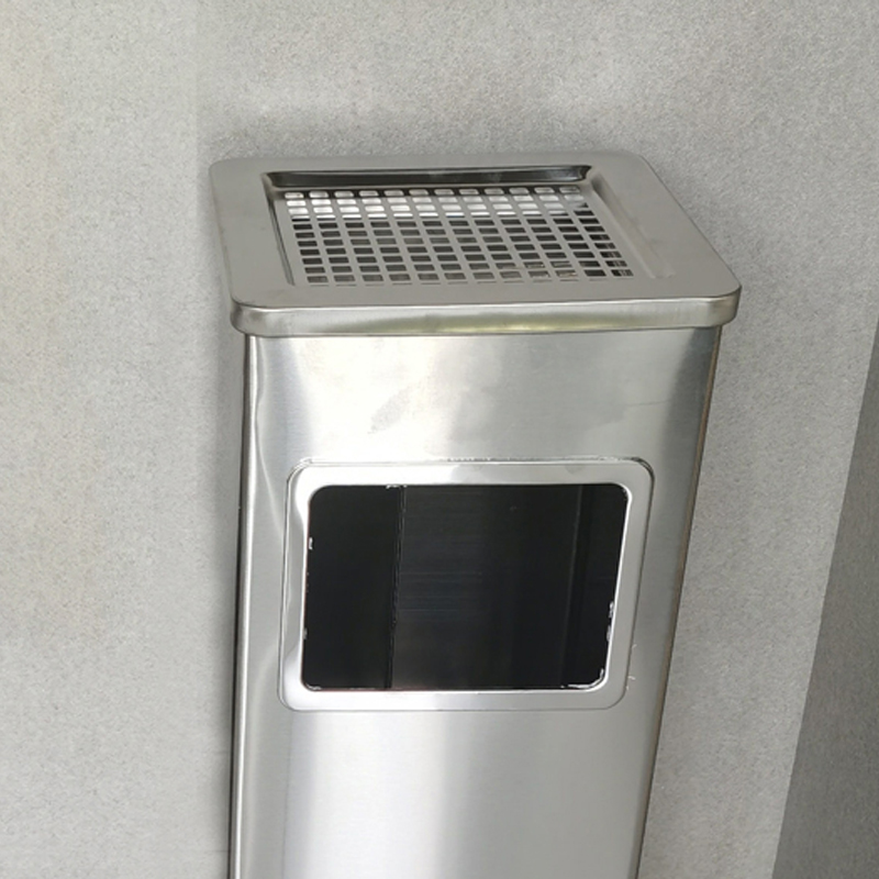 豪利鑫威不锈钢圆形大号商用垃圾桶立式烟灰桶电梯口高档户外方型不锈钢高清大图