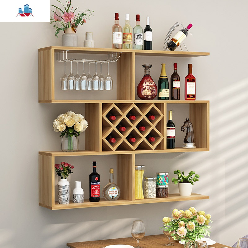 现代简约壁挂酒柜酒架墙上置物架菱形酒格餐厅壁挂酒柜式红酒家用泰